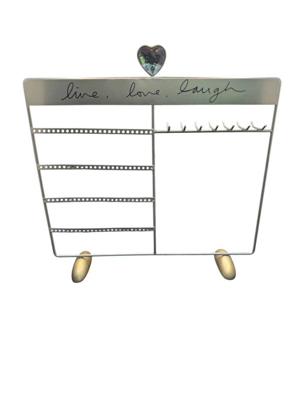 Live Love Laugh Metal Jewelry Organizer With Heart Topper & Gold Base